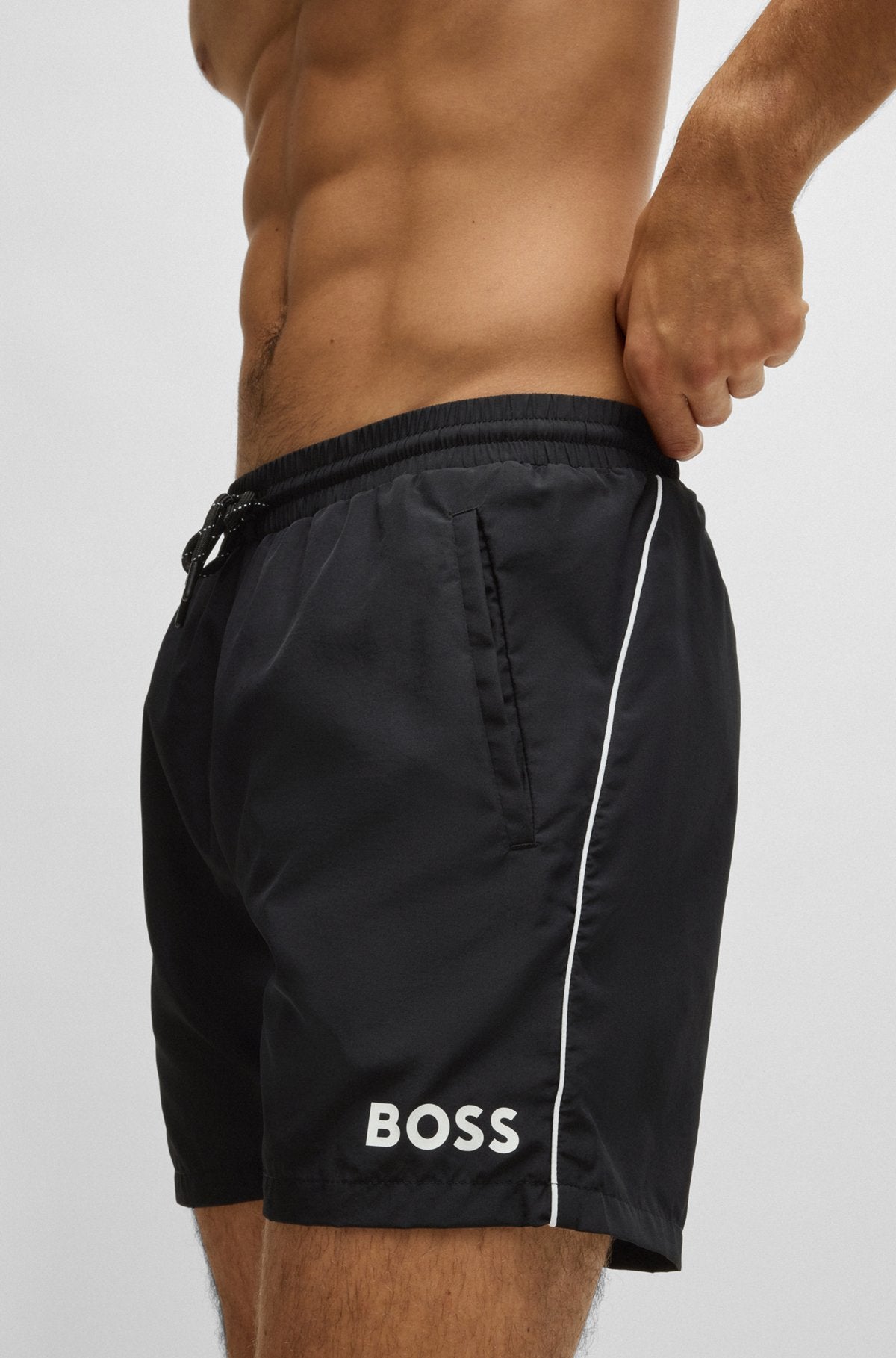Quick-drying swim shorts with contrast details - Black
