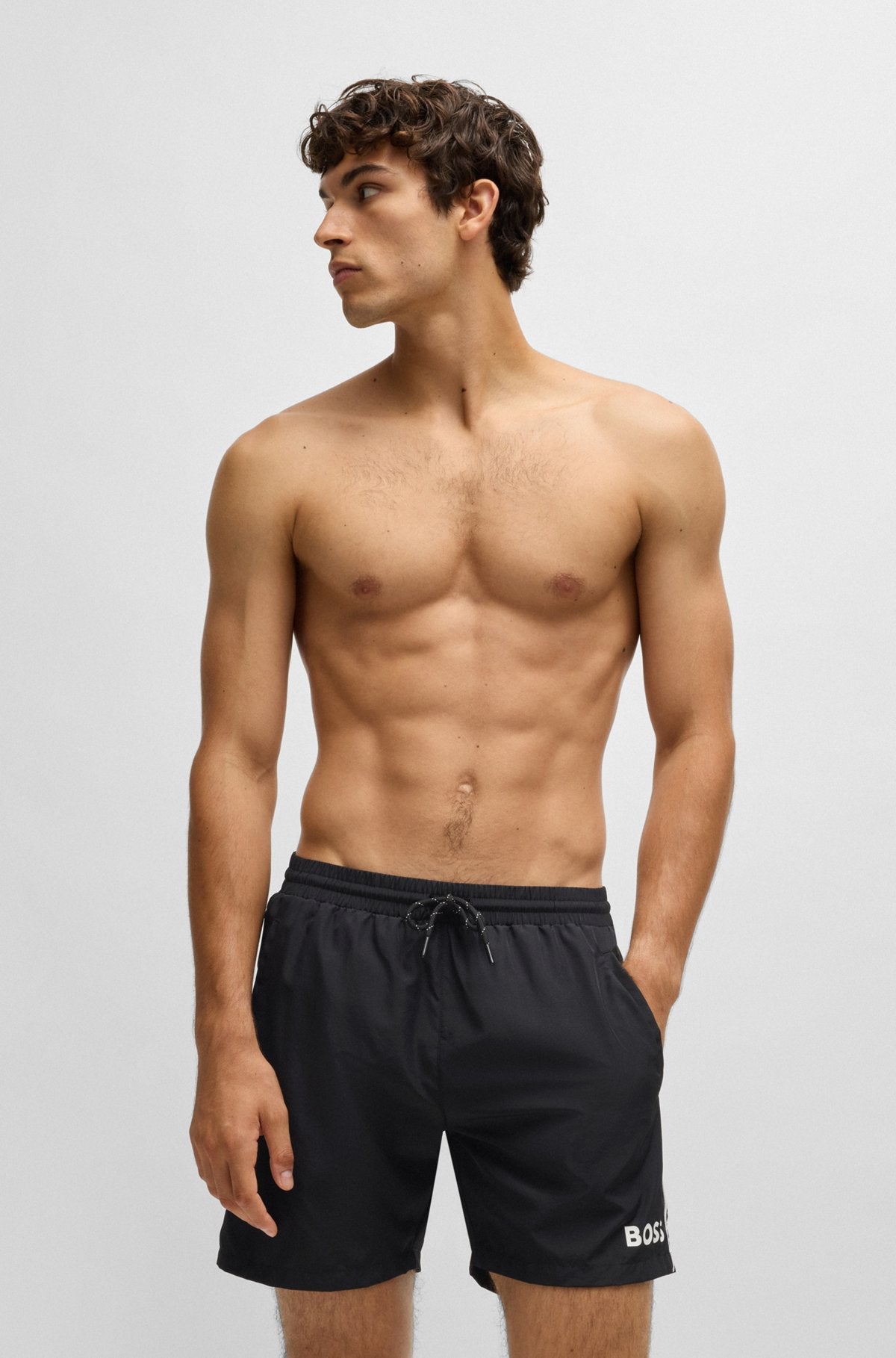 Quick-drying swim shorts with contrast details - Black