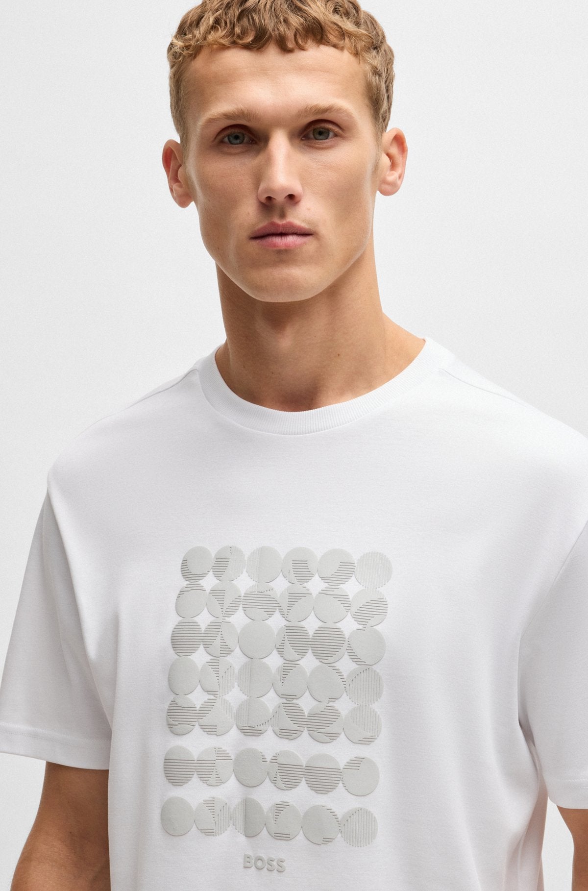 Interlock-cotton T-shirt with circle artwork - White