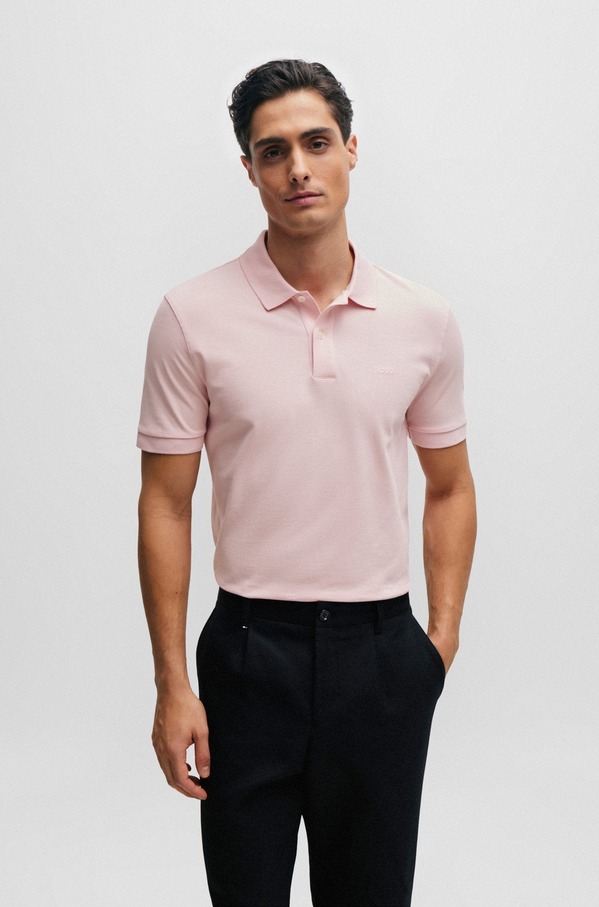 Pallas Cotton polo shirt with embroidered logo - Light pink