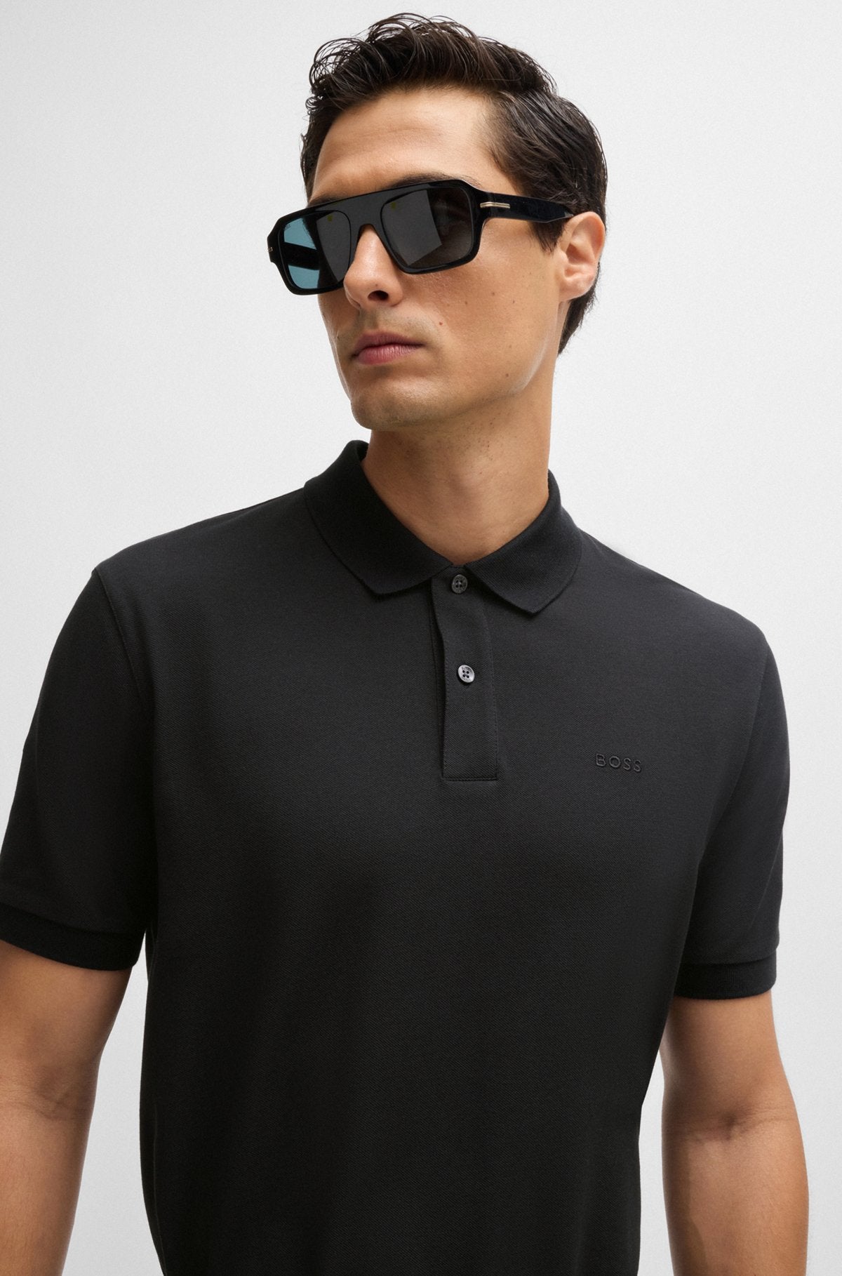 Pallas Regular-fit polo shirt in cotton with embroidered logo - Black