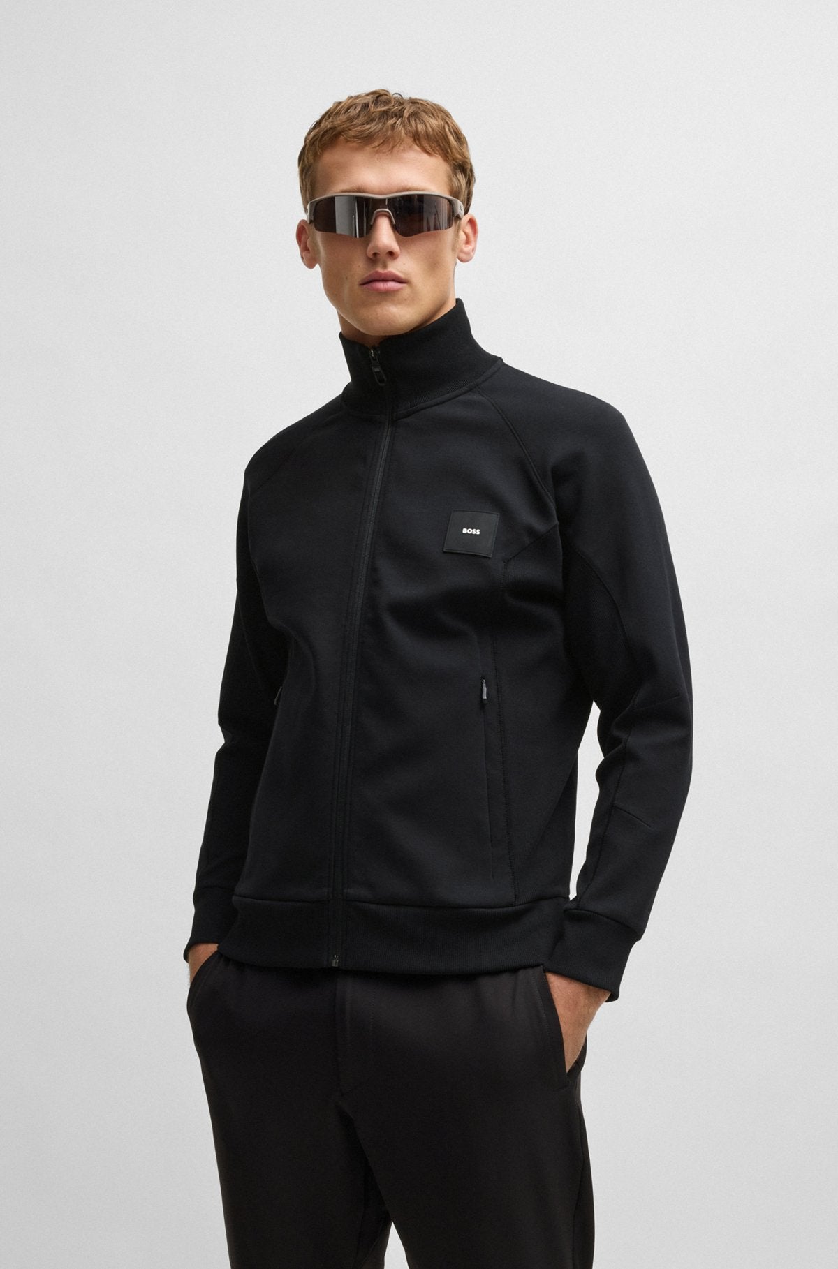Sweatshirt with stretch-cotton inserts - Black